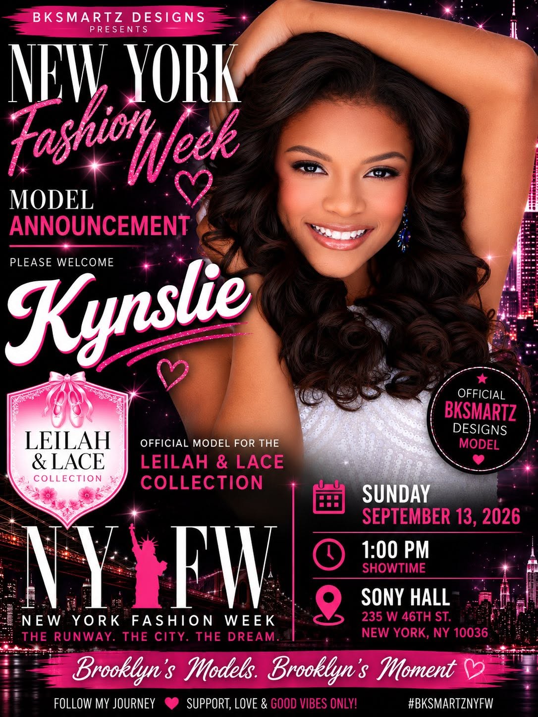Meet Kynslie — official BK Smartz Designs model, NYFW Fall 2026