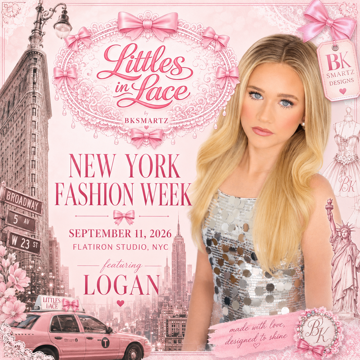 Littles in Lace flyer featuring Logan