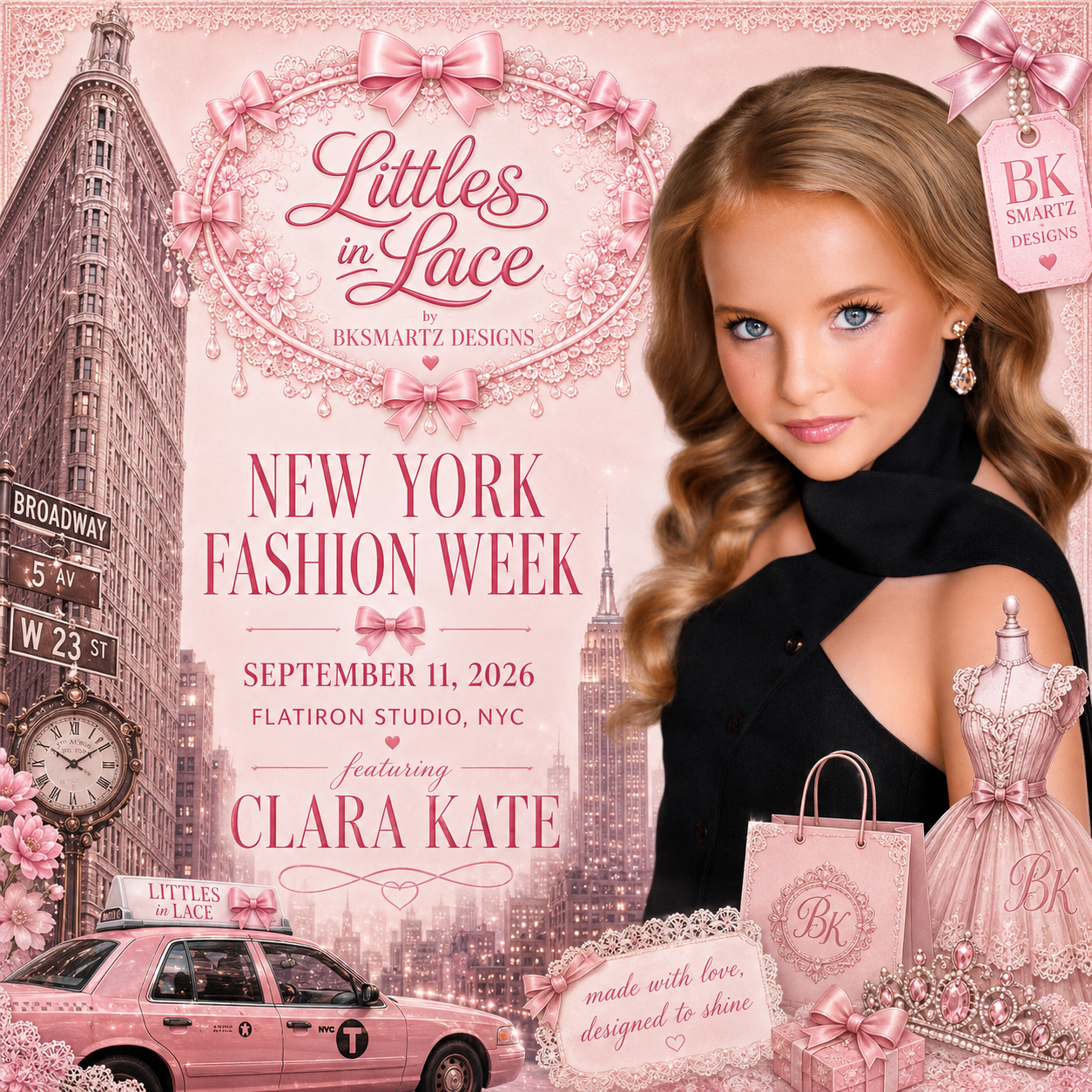 Littles in Lace flyer featuring Clara Kate