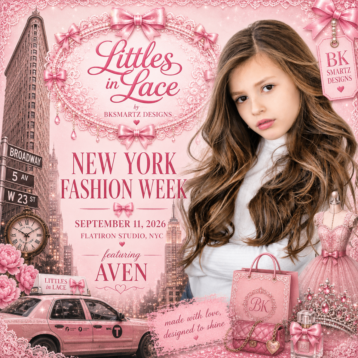 Littles in Lace flyer featuring Aven