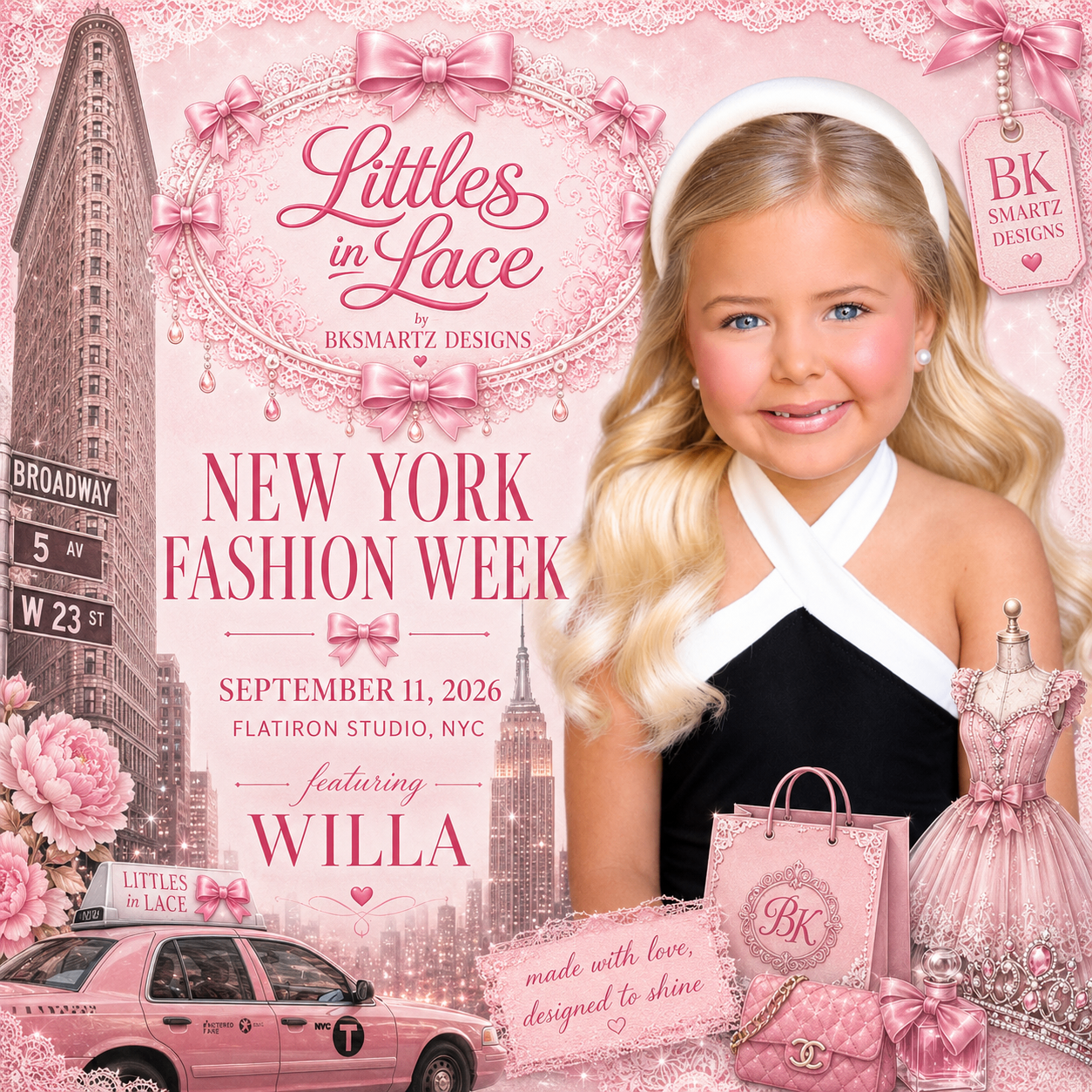 Littles in Lace flyer featuring Willa