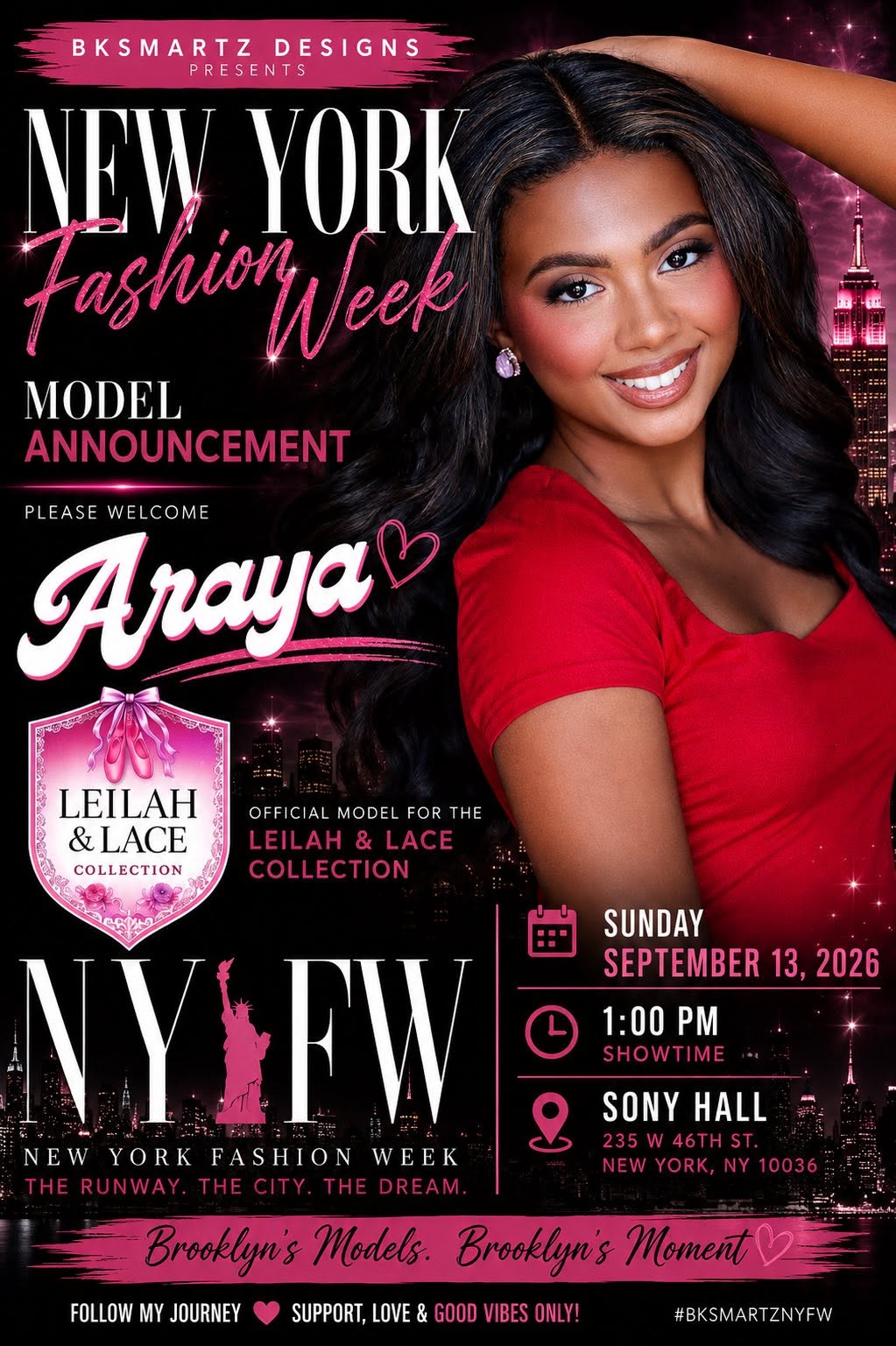 Meet Araya — official BK Smartz Designs model, NYFW Fall 2026